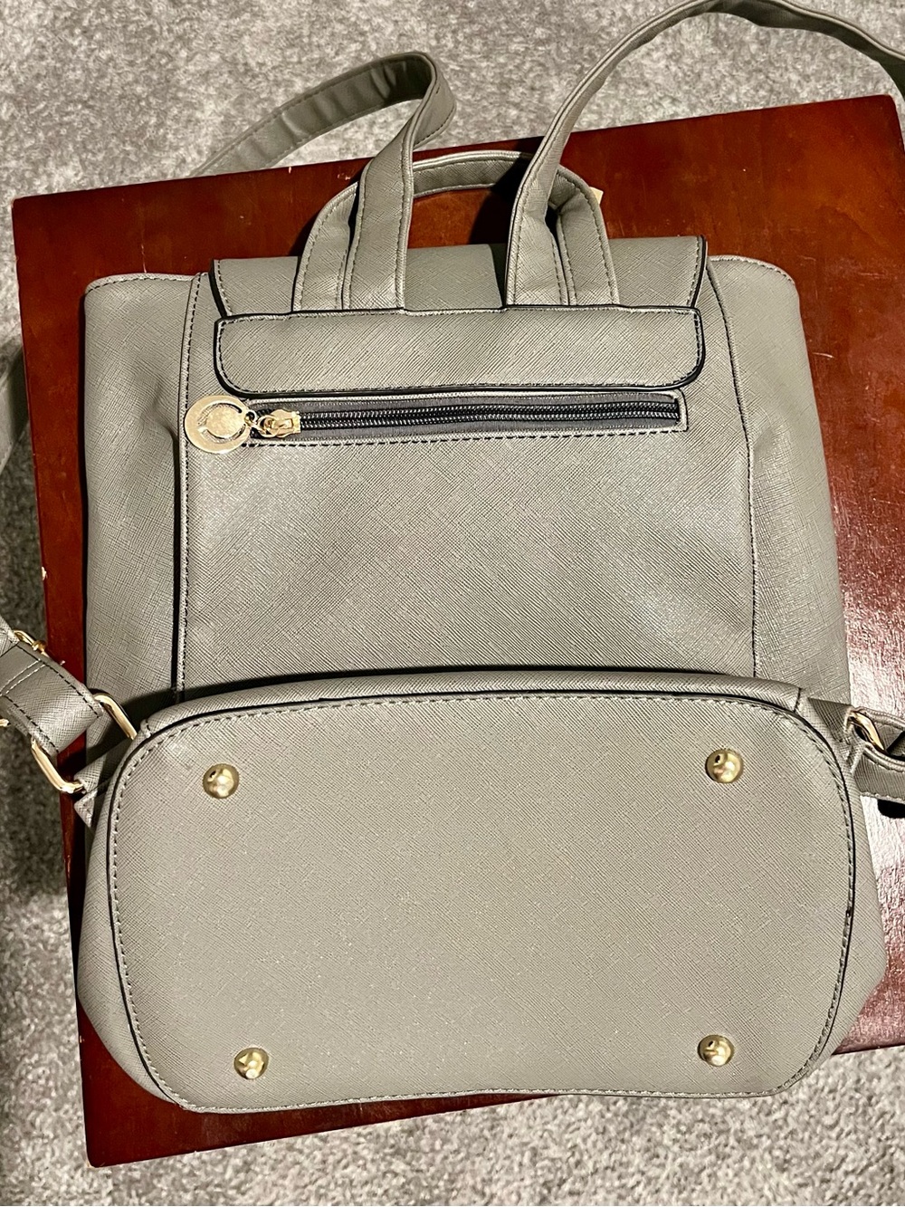 Sleek Backpack Purse with Gold Hardware - Picture 8 of 9
